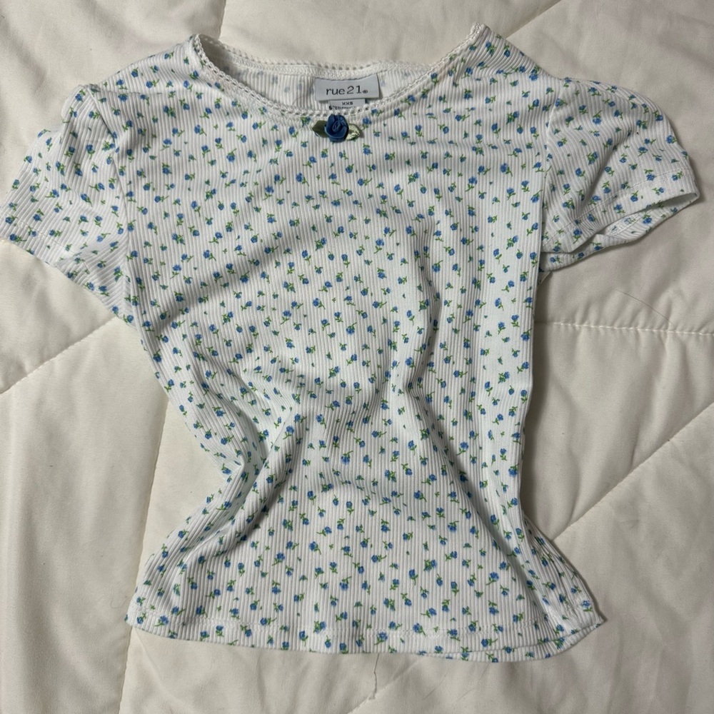 Cute Small Flower Pattern Shirt Short Sleeve